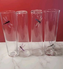 Set Of 4 Dragonfly Tom Collins/Ice Tea/Cocktail/ Tumbler Drinkware Barware