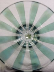 1 Vtg SP Collection Handmade in Poland Glass Clear w/Green Striped 1997