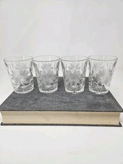 Antique ABP Whiskey Tumblers Set of 4 Floral Cut Glasses