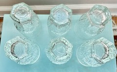 6 Vintage Glacier Clear Indiana Glass IIttala Style 3 1/2” Tall