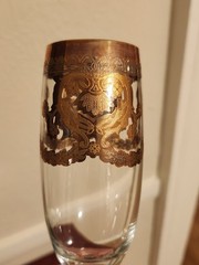 Interglass Italy PAIR Luxury Crystal Champagne Glasses 24K Gold