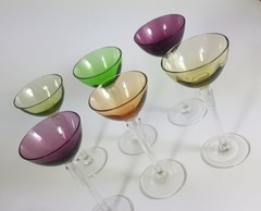 Art Deco Set 6 Piece Glas / Liqueur Glass,Various Colours,Haida,about 1920 AL276