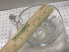 Clear Pressed Glass Pitcher Goblet Geometric Pattern Handle Contemporary