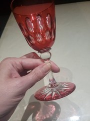Wine Glass, American Brilliant Period Cranberry Red Cut to clear Crystal Webb?