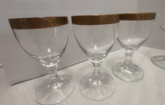 15 Antique Glasses Art Deco Gold Gilt Floral Rims 12 Cocktail 3 Cordial