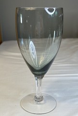 MCM Fostoria Debutante Water Or Wine Goblet, Gray w/Clear Stem (11)