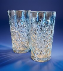 2 Vintage Libbey HOBSTAR 16 oz Highball Water Glass Cocktail Tumblers USA Heavy