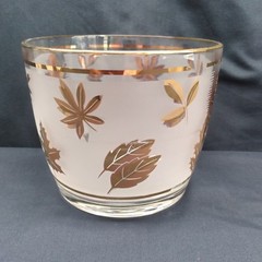 6 Vintage Libby Frosted Silver Leaf Tumblers Glasses 12 oz with Ice Bucket