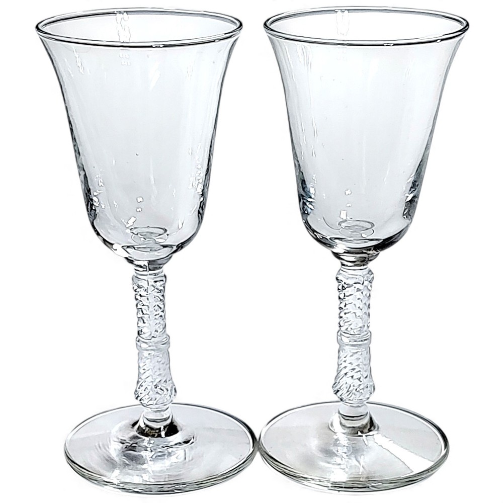 Set of 2 Discontinued Rock Sharpe 3007 Blown Glass Clear Cordial Glasses 4 3/8″