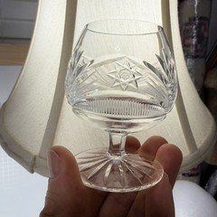 3-VTG Crystal Cognac Snifter Clear Glasses Hand Cut 7-Point Fan Hob Star Design