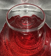 Ruby Red Glass Footed Pedestal Ruffled Edge Bowl 9”x4.5”