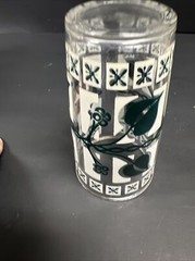 Vtg MCM Hazel Atlas Green Ivy Vine and White Drinking Glass 5”High Replacement