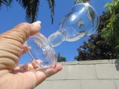 Set of 4 Longaberger 10oz Water Goblets Clear Plain Bowl/Twisted Stem 7 1/8″