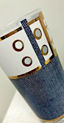 Cera Blue Jeans Tom Collins High Ball Glasses Demin Belt Buckle Hipster Retro