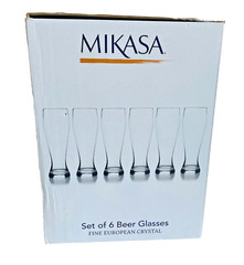 6 Mikasa CRYSTAL BEER GLASSES NEW IN THE BOX 22 Oz
