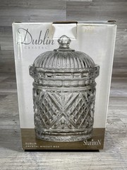 Godinger Shannon Dublin Crystal Biscuit Box Storage Jar Canister With Lid New