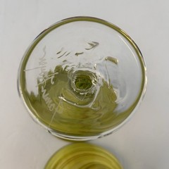 James Hayes Art Glass Set of 2 Artist Signed Martini Glasses Swirly Green