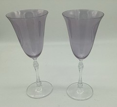 Vintage Lavender Wine/Water Goblets -Pair