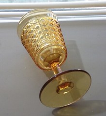 EAPG 1898 McKee & Bros Hobnail/Cane Amber Goblet
