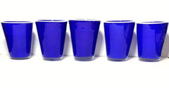 Cobalt Blue White Rim Tumblers Cups in Style Paul Swartwood Set 5