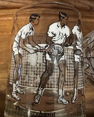 VTG MCM Cera The Forehand Tennis Double Old Fashioned Rocks Glasses Set of 2 EUC