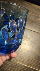 Set Of 7 Vintage J WM Hale Blue On Blue 70s Stackable Lowball 14oz Glasses
