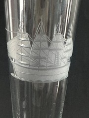 Toscany Crystal Clipper Ship Etched Tall Pilsner Beer Glass Set Of 2 with Label