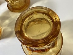 Set of five Georgian juice glasses honeycomb Amber gold￼