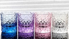 A Set of 4PCS Rock Whiskey Glasses Kiriko Hand Cut Stars Crystal Tumbler 7.5oz