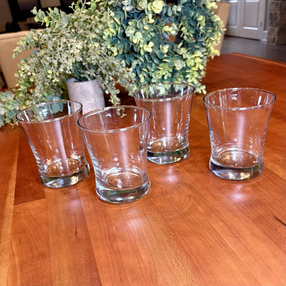 Barware Hand Blown Drinking Glasses Tumblers 4 1/8”Clear Heavy Bottom, Set of 4