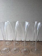 Crystal Glass Hollow Stem Trumpet Champagne Flutes Contemporary Set Of 8