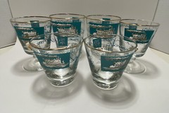 Vtg Libby 22kt Gold Rimmed Southern Comfort Steamboat Barware 6 Pieces