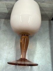 Vintage Carlo Moretti Murano Cased White Pink Blush Wine Glass 10” Italy