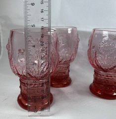 Set Of 3 Anthropologie Retired HELIANTHUS Pink Water Goblet Glass 5”