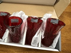 SET Of 12 CRYSTAL RED GODINGER DUBLIN VODKA SHOOTERS (SHOT) GLASSES