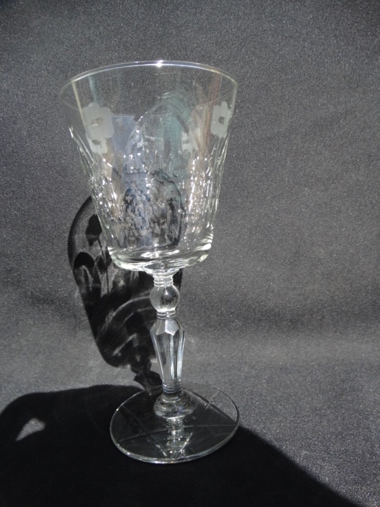 Rock Sharpe Clear Crystal Polish Cut 3006-9 Water Goblet Arch Flowers Cut Foot