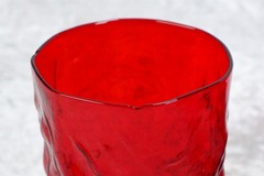 4 Seneca Driftwood Red Flat Iced Tea Glass Tumblers 16 Oz 5 3/4″ Crinkle