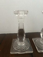 Edwardian Fry Co., Colonial Candleholders Elegant Vintage Crystal Clear Glass(2)
