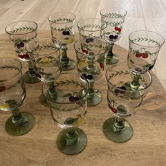 NEW Rare VILLEROY & BOCH French Garden Set Of TEN Hand Painted Glasses Goblets