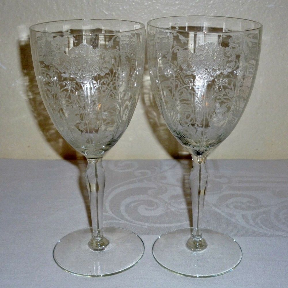 2 pcs Glastonbury Lotus FLANDERS stem #66 Water Goblets glasses 7-1/4″