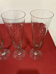 Pilsner Clear Glasses Cross and Burst Cut Set of 4 8 3/4 inch Vintage