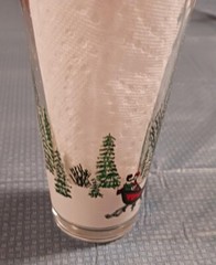 *8* Winter Scene Drinking Tumblers Christmas Sleigh Horse Snow CABIN IN SNOW