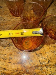 Vintage Seneca Driftwood Amber Glass Rocks Glasses Tumblers Textured Set of 5