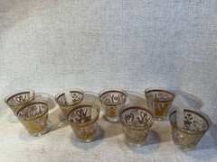 Vintage Culver Glasses Set Gold 22K Barware Cocktail Cups USA 017/1 500