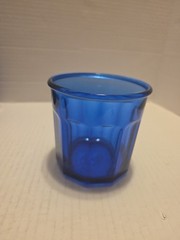 Set of 6 Blue Cobalt Pressed Glass Tumblers 500 mL Geometric Made France