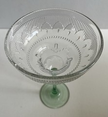 4 Vnt Cristal D’Arques-Durand Green Stem Sombrero Margarita Glasses 1990s France