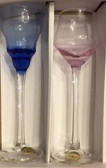 New BLOCK Crystal Mouth Blown Kaleidoscope Cordials Set of 6 Hand Cut & Polished