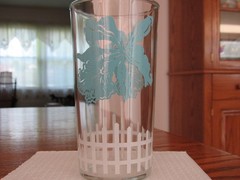 Hazel Atlas Light Blue Iris Glass with White Picket Fence