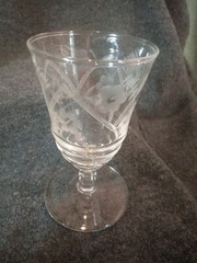 Floral Etched 5 Daisy Water Cordial Juice Glasses. Set Of 4 EUC Vintage