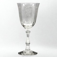 VTG Fostoria Crystal NAVARRE CLEAR Etched Water Wine Goblet Glass 7 5/8″ Elegant